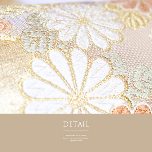 袋帯 リサイクル 帯丈432cm 六通 花丸柄 ゴールド Sサイズ 正絹 Sランク フォーマル セミフォーマル